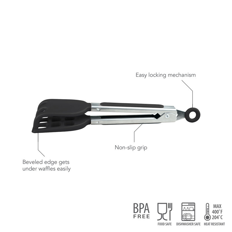Waffle Tongs, Stainless Steel/Black