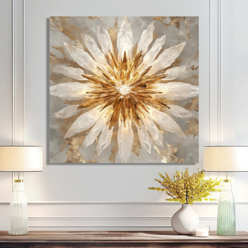Lustre en cristal Bloom - abstrait Art déco en métal, impression Art déco, L 36 po x H 36 po