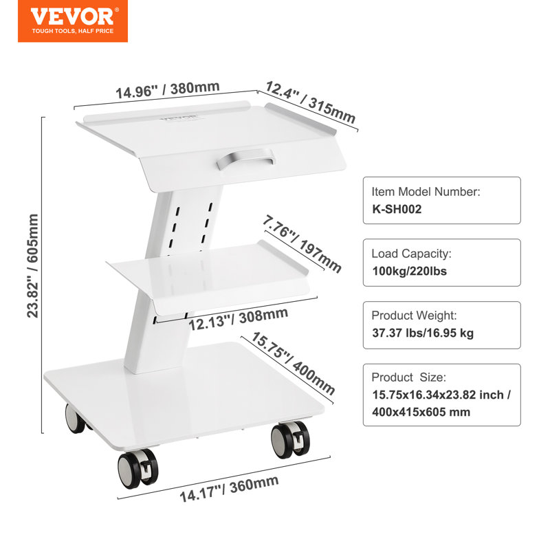 Chariot de laboratoire H 23,82 x l 14,17