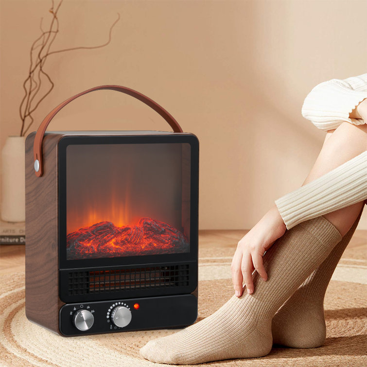 Portable Electric Fireplace, 750W/1500W Mini Tabletop Heater, 3D Flame,  Adjustable Temperature