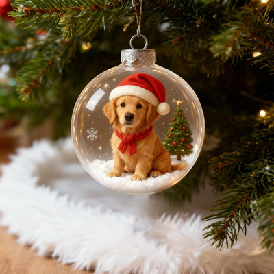 Décoration de Noël Boule de Noël Pendentif arbre de Noël Boule de cristal transparente Cadeau de bijoux Stéréoscopique Transparent petits animaux Décoration sphérique