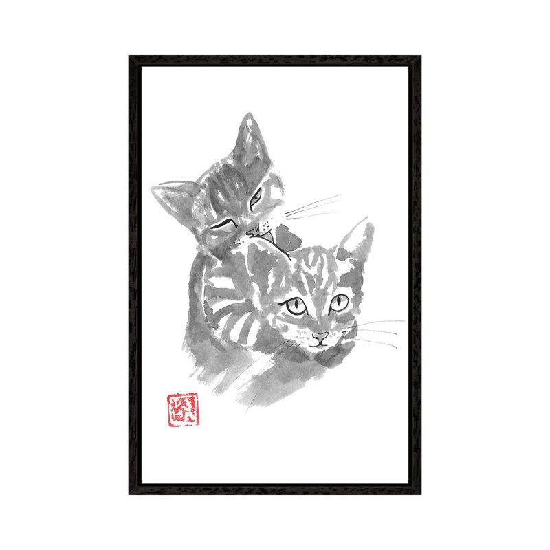 Brothers by Péchane - Painting on Canvas, 152.5 cm H x 101.5 cm W, Black Framed