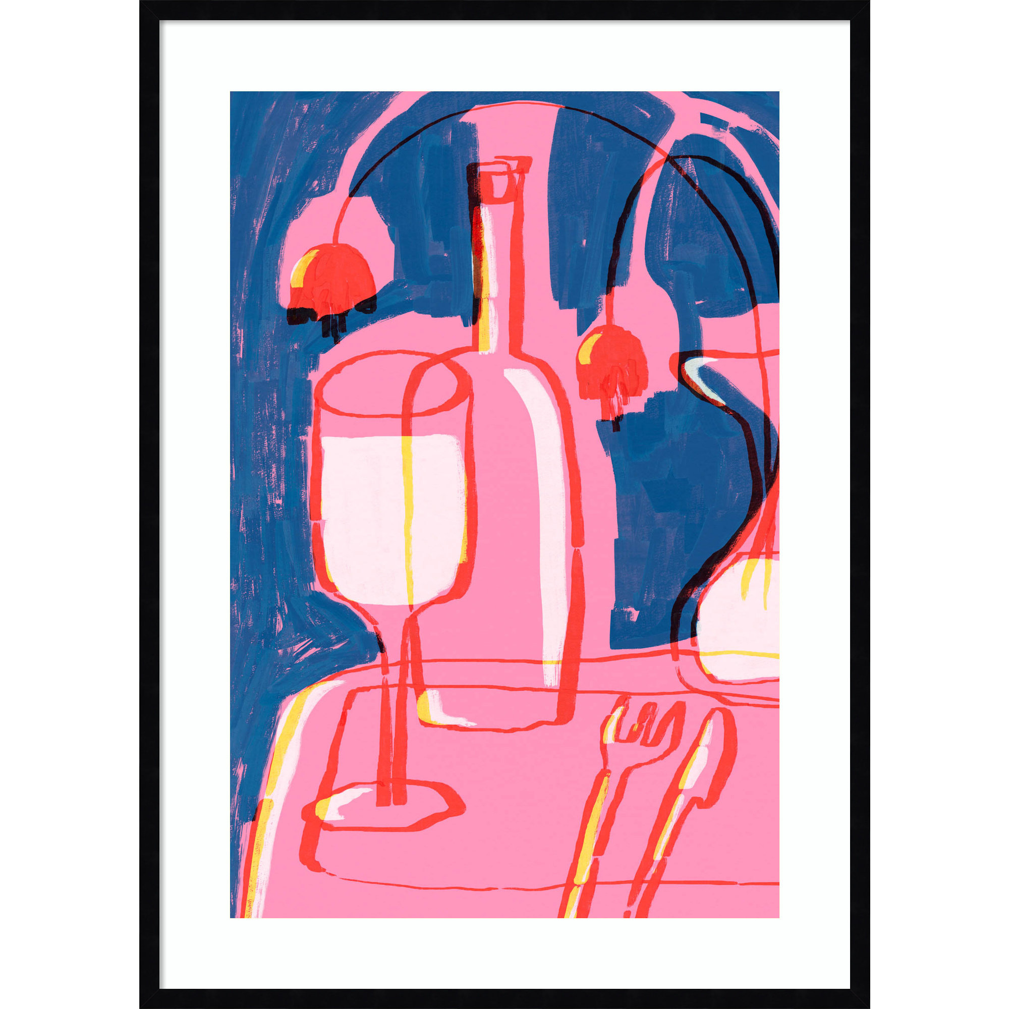 Neon Still Life No 4 by Treechild Wood Framed Wall Art Print, Black, 41" H x 30" W