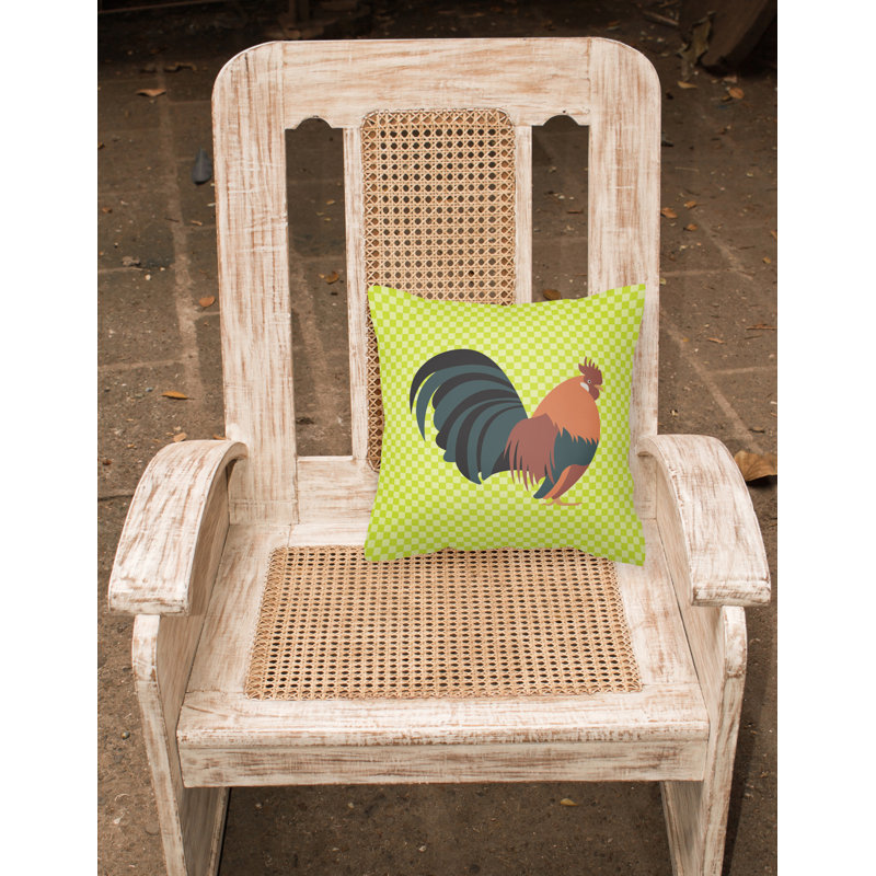 Coussin décoratif extérieur en bantam de poulet néerlandais, Vert, 18 po x 18 po