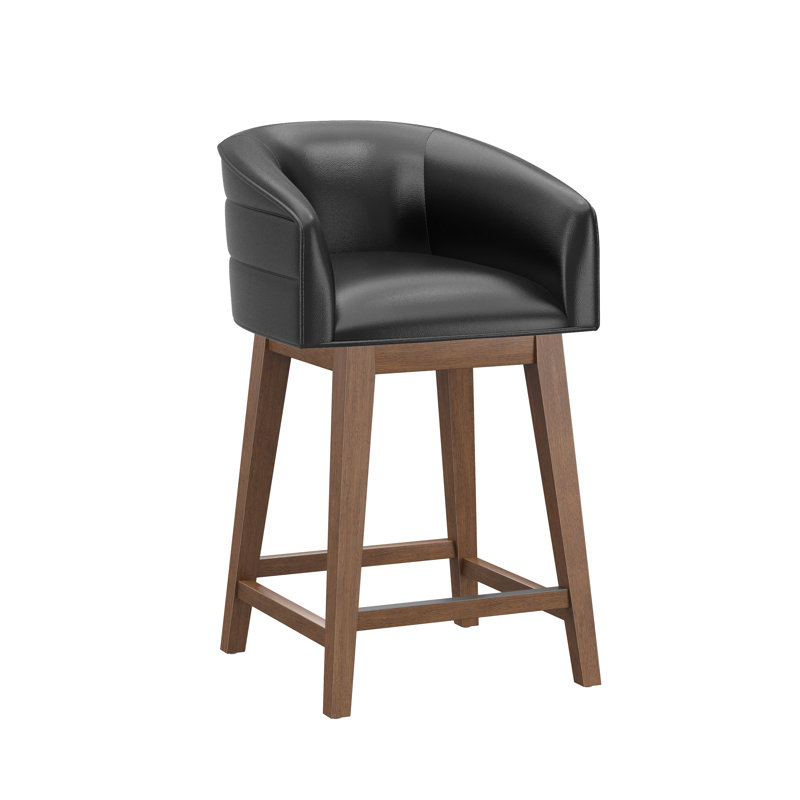 Tabouret pivotant en bois Cleland, Brown, Black