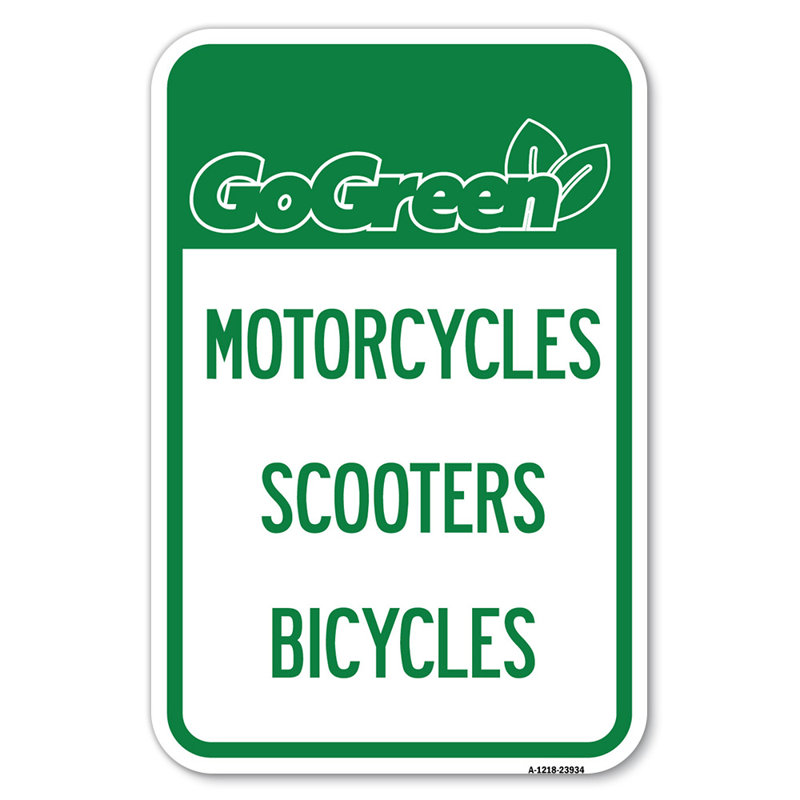 Panneau «Go Green» Go Green - Motos, scooters, bicyclettes / 23934, H 18 po x l 12 po x P 1 po