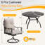 Ensemble de salle à manger de patio 5 pièces, 4 chaises berçantes pivotantes en osier avec coussins de 4 po, table ronde de 42 po avec trou de parasol réglable pour la cour, noir