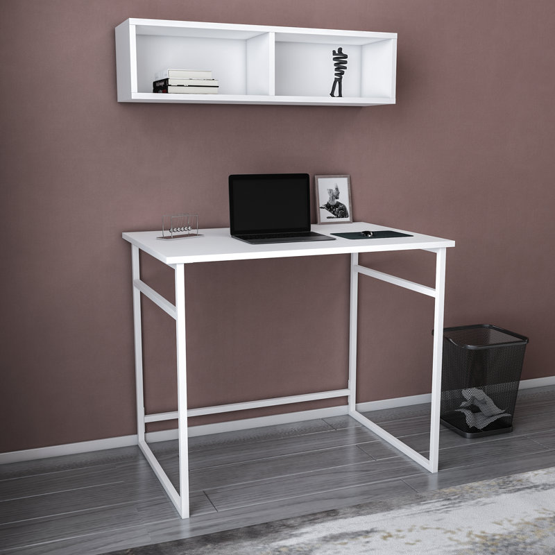 Hussum Metal Base Writing Desk, White