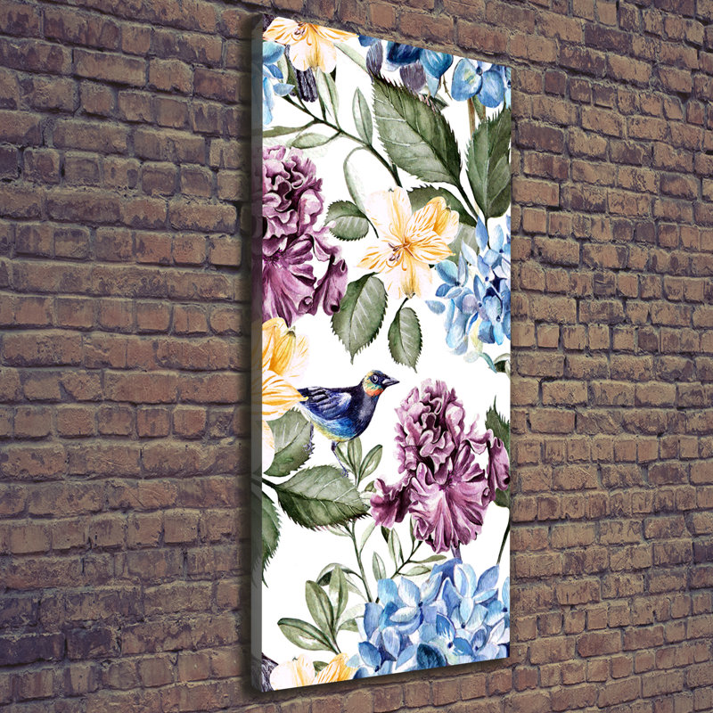 Flowers and birds 1 Piece Wrapped Canvas Wall Art