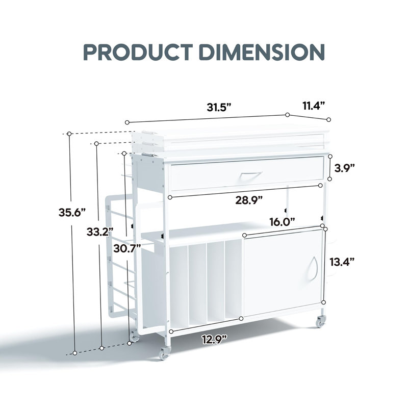 Three-Level Height Adjustable Gift Wrapping Storage Cart with Lockable Wheels, Rolling Utility Organizer for Craft Paper, Ribbon, Gift Boxes, Scissors & Tape – Ideal for Home Studio, Office, or Retail Packaging Station, White
