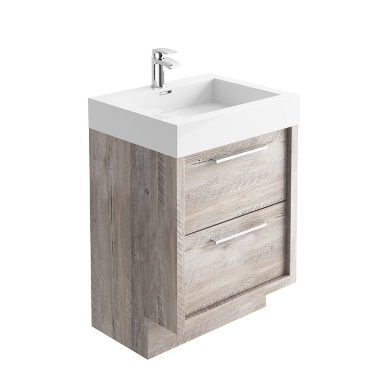 Walker 600mm Single Bathroom Vanity with Integrated Resin Basin, Light Sawn Oak