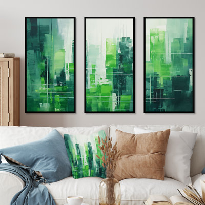 Emerald Elevations Skyscraper City I - Ensemble d'art sur toile gratte-ciel