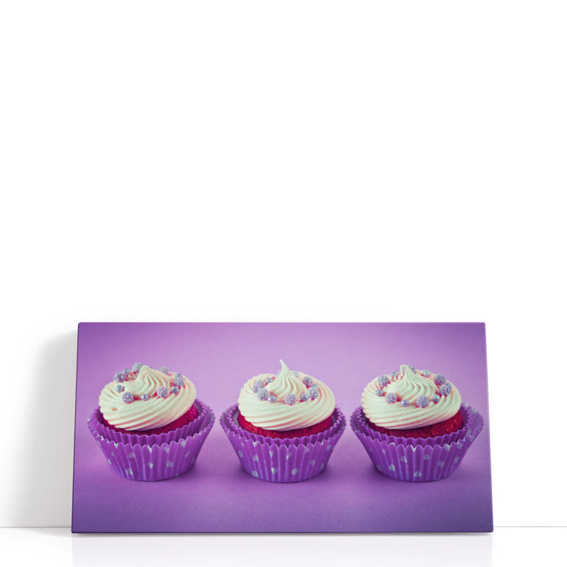 Three Cupcakes 1 - reproduction d'art sur toile, H 10 po x l 20 po