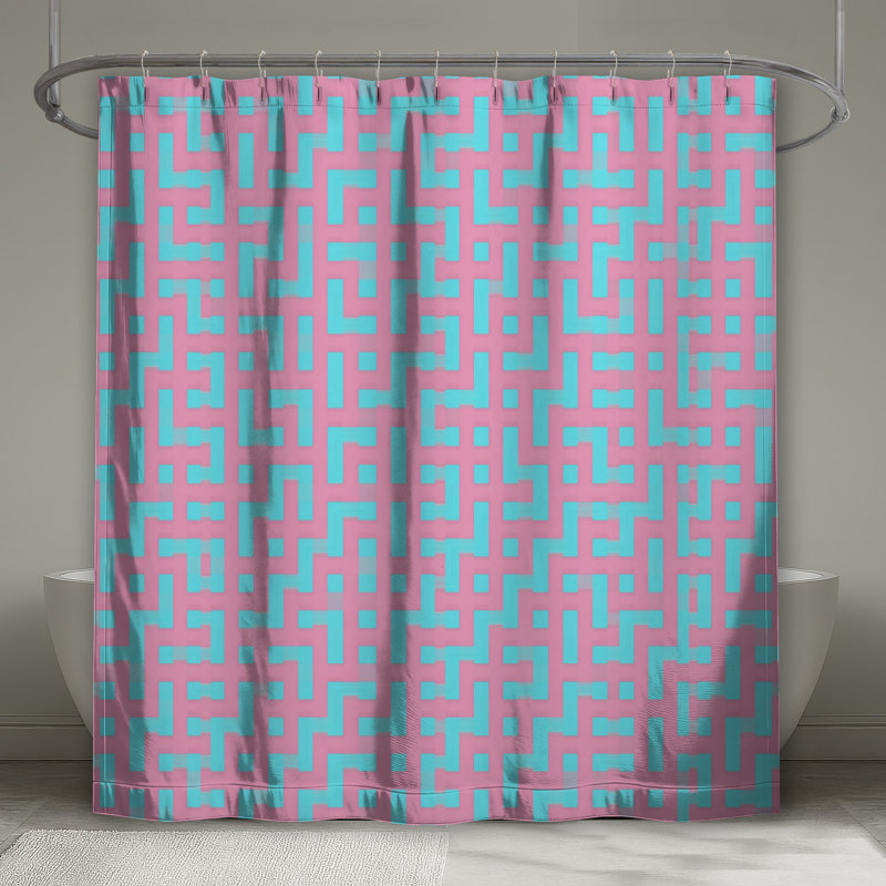 Rideaux de douche bleu et rose, L 70 po x H 93 po