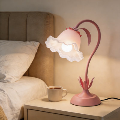 Lampe de table à fleurs pour chambre à coucher, lampe de lecture à fleurs 3 couleurs, lampes de chevet mignonnes Lily