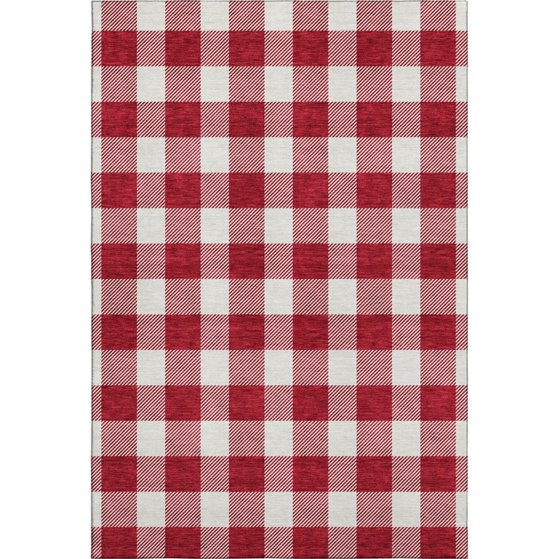 Premium Machine Washable Prisco Red Rug, Rectangle 9' x 12'