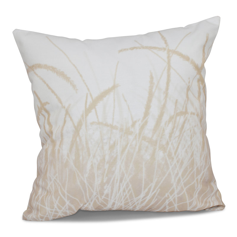 Beach Vacation Sea Grass Outdoor Square Pillow Cover and Insert, 18" H x 18" W, Taupe