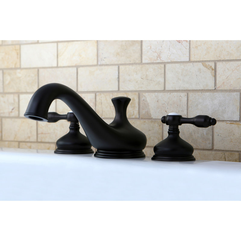 Kingston Brass Tudor Two-Handle 3-Hole Deck Mount Roman Tub Faucet, Oil Rubbed Bronze
