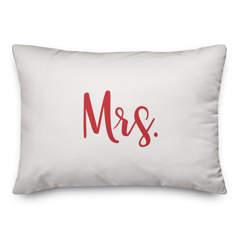  Mrs. Throw Pillow, Red/White