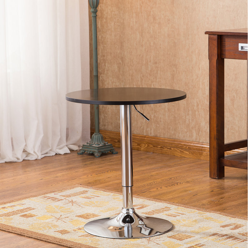 Adjustable Wood and Metal Bar Table in Black