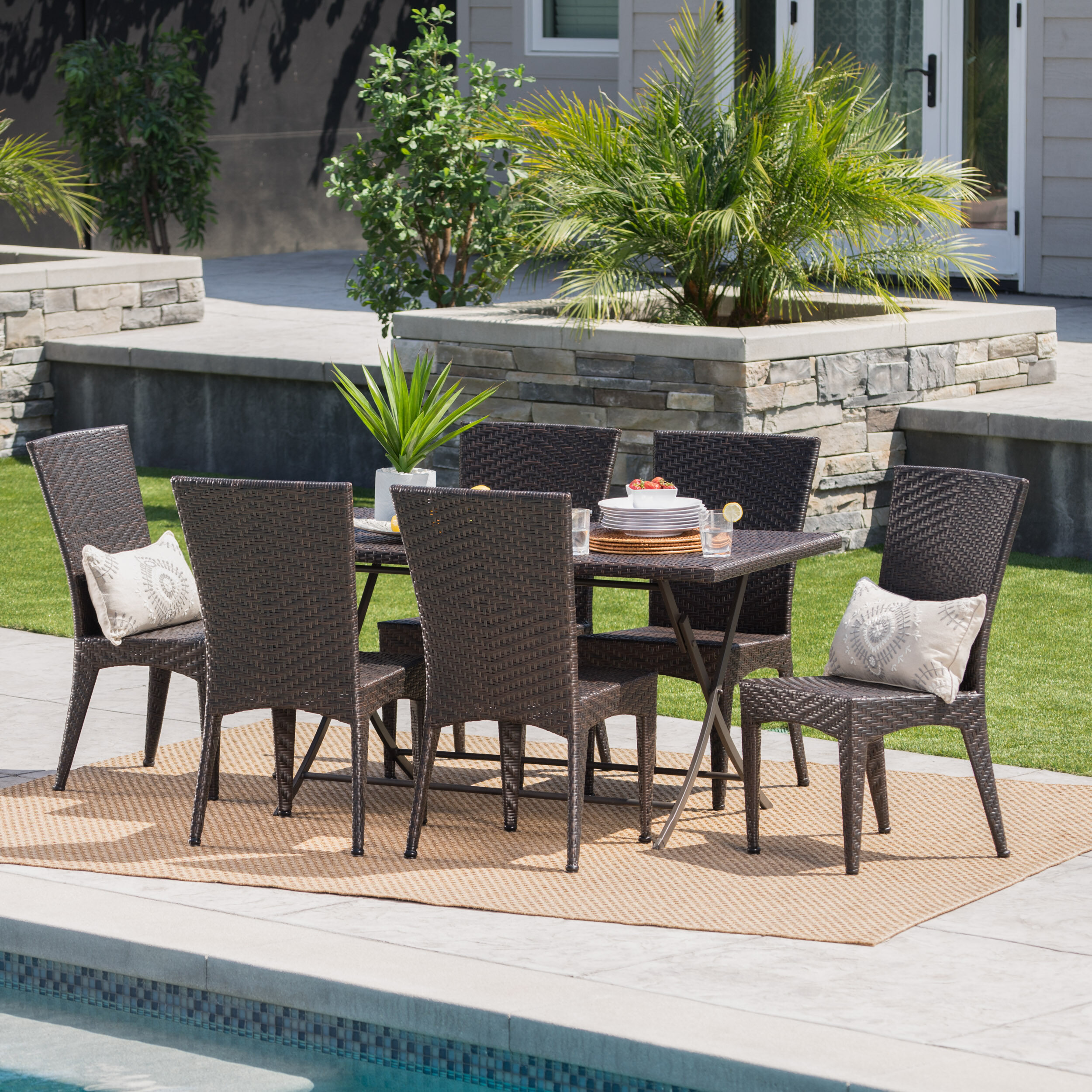 Orren Ellis Sharvil 6 - Person Rectangular Outdoor Dining Set & Reviews ...