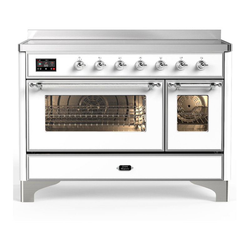 Cuisinière à induction 48 pouces avec 6 éléments à induction en blanc Majestic III Series (garniture chromée), Blanc