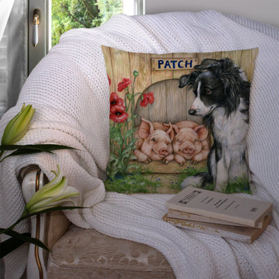  Coussin 14 "Patch the Border Collie and Piglet Friends