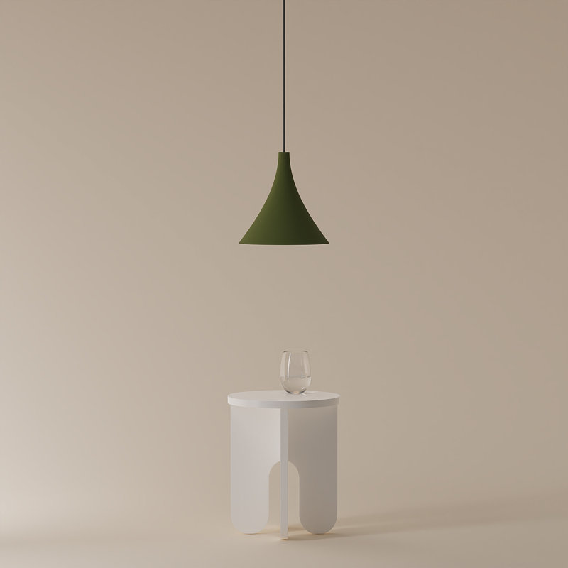 Gota Pendant Light, Black, 14" H x 9.84" W x 9.84" D, Olive