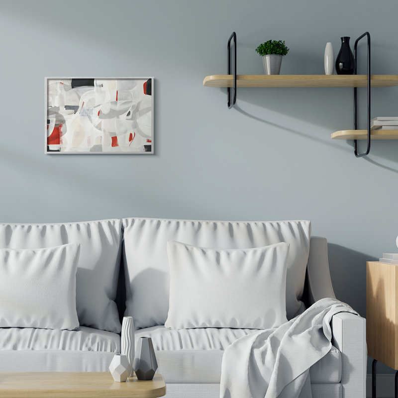 «Contemporary Abstract White Curves» par Kippi Leonard - impression, H 16 po x l 20 po, Estampe numérique Farmhouse