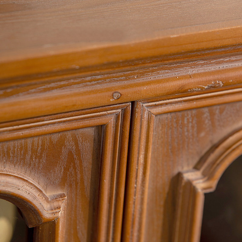 Buffet en bois massif brun et verre