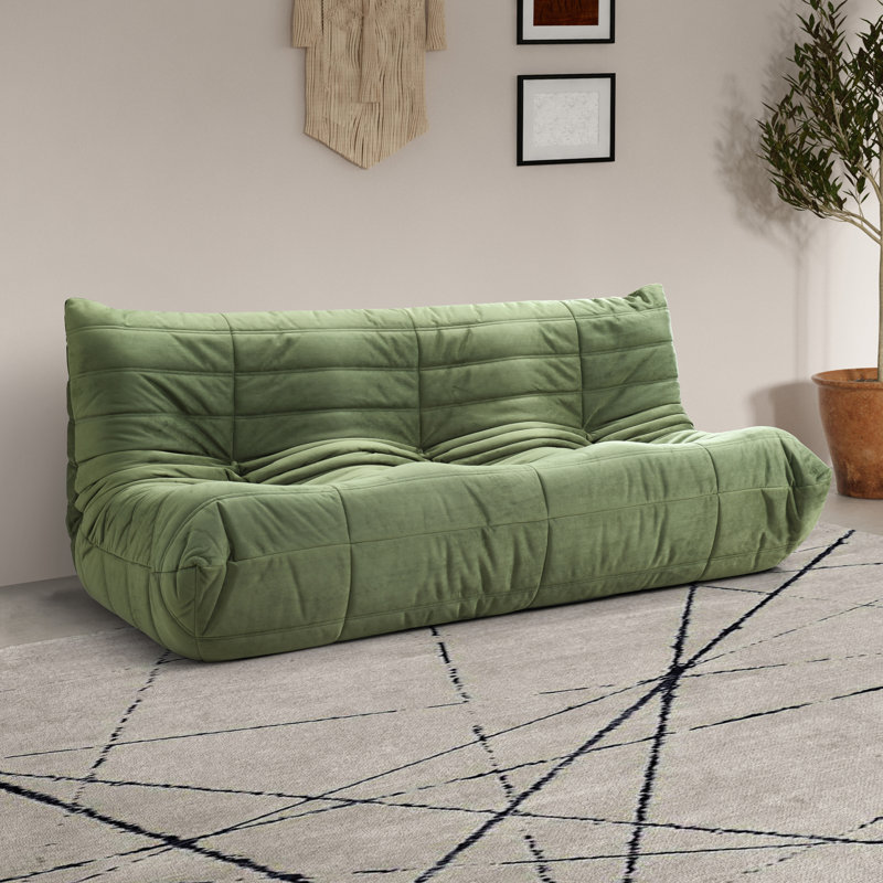 Canapé en cuir végétalien 77,75 "Rachel, Velours vert