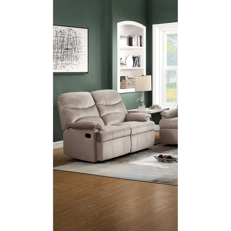 Canapé inclinable de luxe 2 en velours brun pour un décor de salon confortable, Marron clair