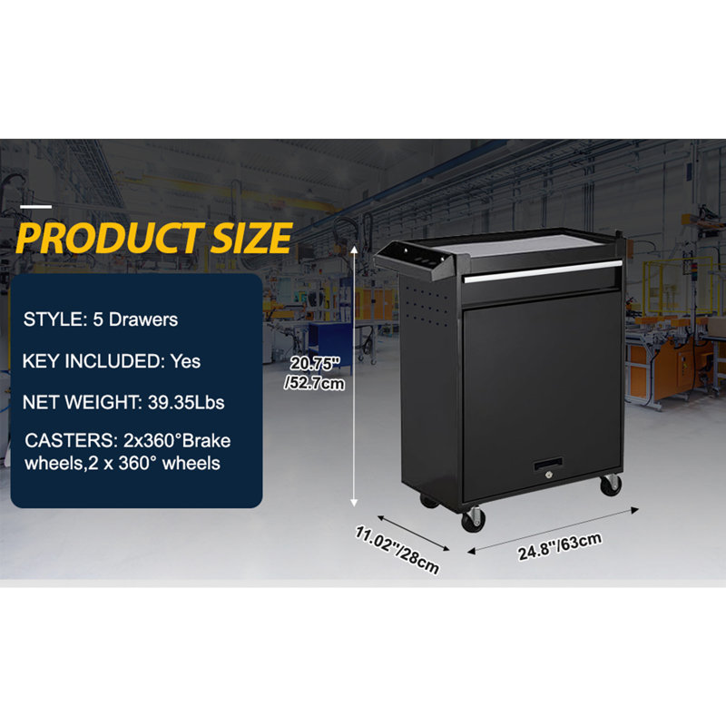 Tool Chest 5-Drawer Rolling Tool Storage Cabinet with Enhanced Packaging