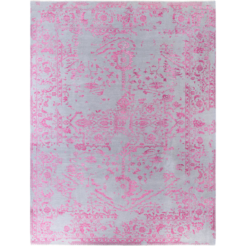 Tapis noué à la main de conception unique Melby - gris, 9 pi 2 po x 12 pi 1 po