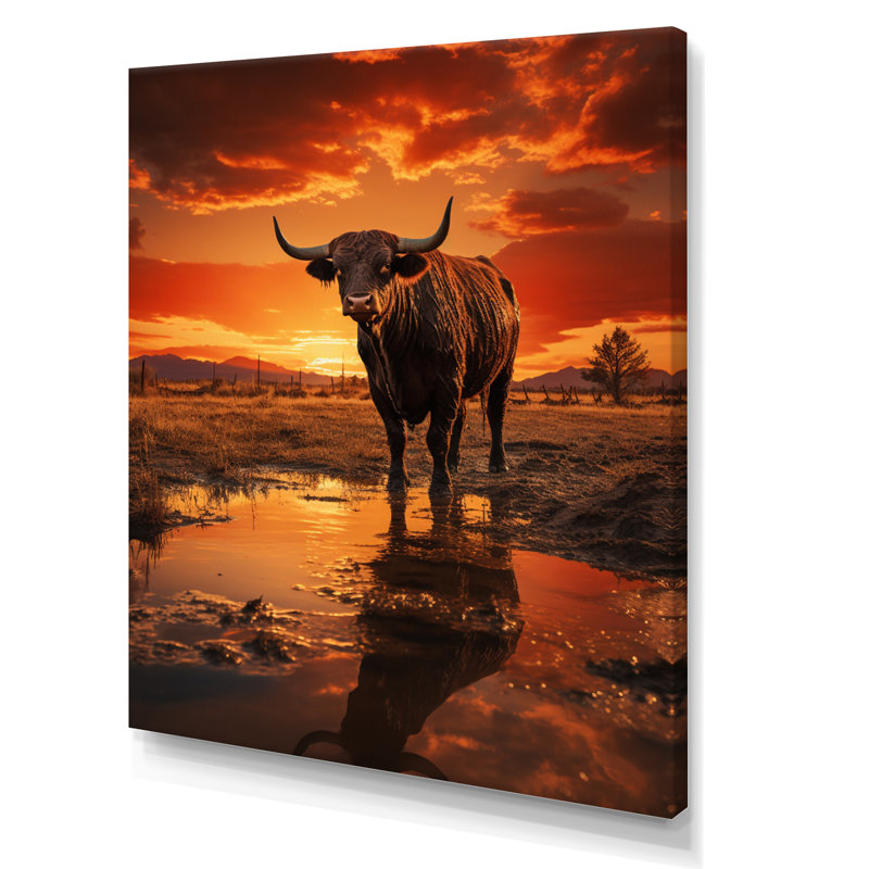 Sophy " Cattle Silhouette Serenade I ", 44" H x 34" W x 1.5" D, Wrapped Canvas