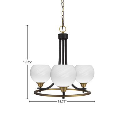 Waddon Paramount 3 Light Uplight Chandelier Glass
