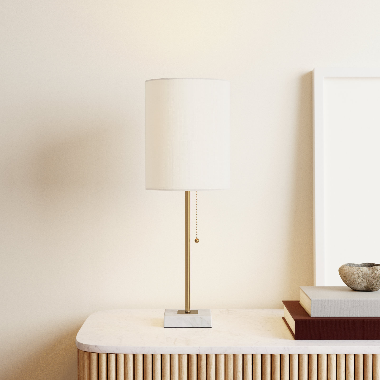 Reed Table Lamp, Antique Brass