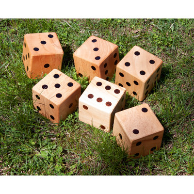 3.5-Inch Giant Yard Dice Set with Bucket and Yardzee & Farkle Scorecard. Outdoor Backyard Lawn Game