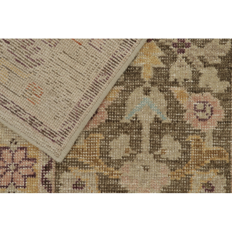 Distressed Homage Hand Knotted Wool Floral Area Rug, Rectangle 10' x 14'