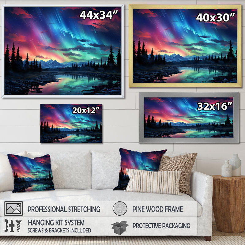Lumière polaire Canada III sur toile, Toile tendue, H 16 po x l 32 po x P 1 po