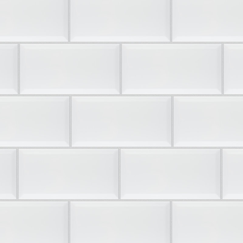 Santorini Biselado 4" x 8" Beveled Ceramic Subway Tile, Bright White