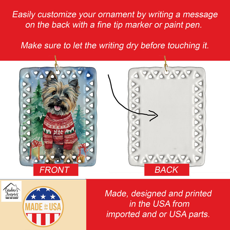 Ornement de Noël en porcelaine Cairn Terrier, Cairn Terrier 3401