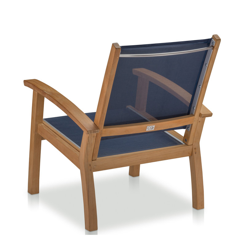 Barbados Outdoor Teak Lounge Chair, Canvas Navy Sunbrella® Canvas