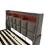 Lit plateforme tapissier double avec système de rangement hydraulique, chargement DEL et USB, gris (sans matelas)-1565831649-1565831655