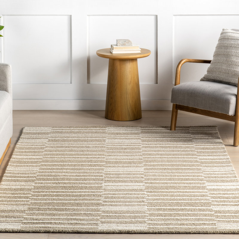Tapis contemporain à rayures Buday, Rectangle 8 pi 6 po x 11 pi 6 po