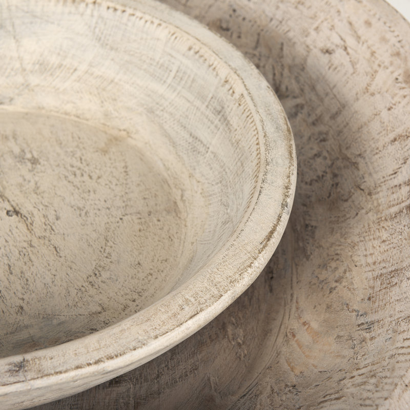 Handmade Solid Wood Decorative Bowl, White