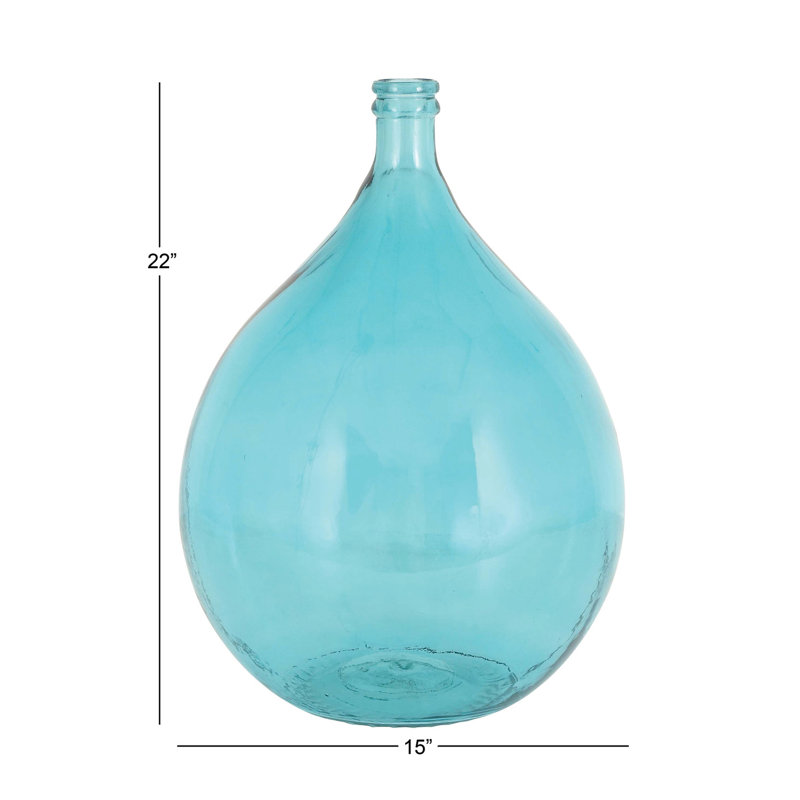 Vase de plancher en verre 22 po, Turquoise