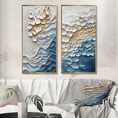 Blue Coastal Mosaic III - Coastal Wall Art 2 Pieces Set