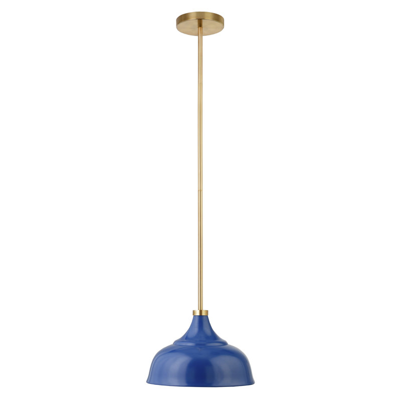 Mackenzie 1 - Light Single Dome Pendant, Blue/Brass
