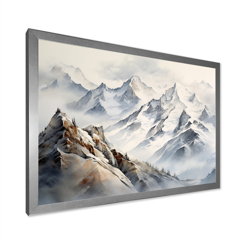 «Morning Fog Mountain Wonder III», reproduction sur toile, Cadre simple argenté, H 30 po x l 40 po x P 1,5 po